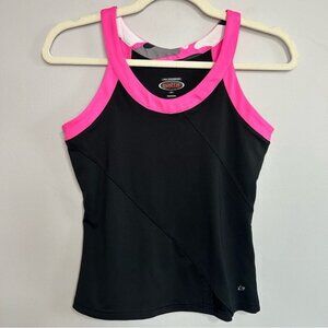 NWOT Bolle Women's Black Tank Pink Trim Athletic Halter Gym Top Size Small